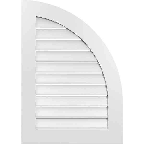 Ekena Millwork Quarter Round Top Right Surface Mount PVC Gable Vent w/ 3-1/2"W x 1"P Standard Frame, 24"W x 34"H GVPQR24X3401SF - main